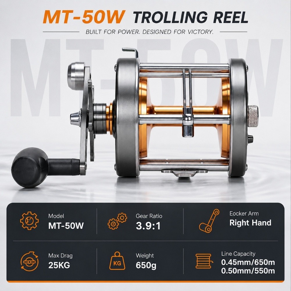 Trolling Reel - MT 50W Olta Makarası, Sağ El